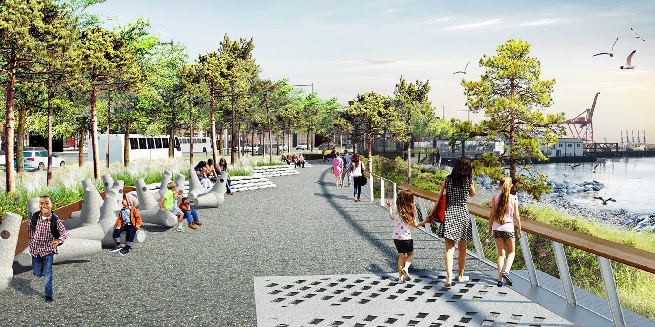 Rendering of promenade in pioneer square